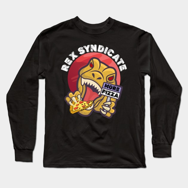 Funny Space Dinosaur Rex Syndicate Pizza Long Sleeve T-Shirt by alcoshirts